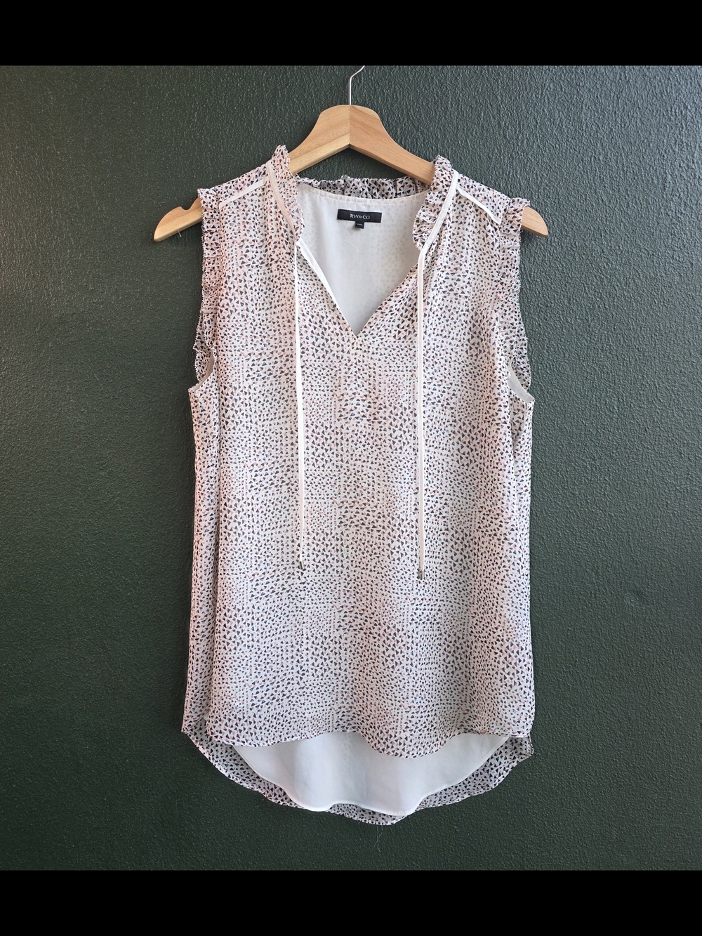 RW&CO. Blush and Black Dotted Sleeveless Tie-Neck Camisole